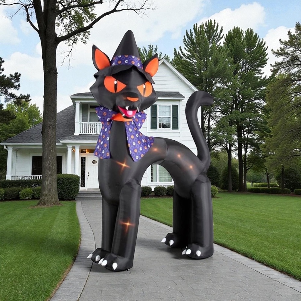 Home Accents 14 ft. LED AirBlown Archway Black Cat Witch New